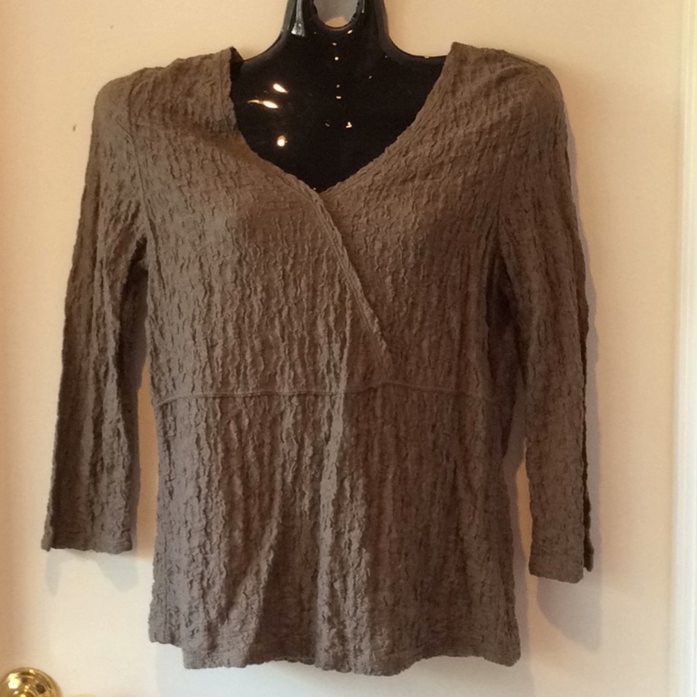 Crinkled V-Cut Neck Long Sleeves Tunic